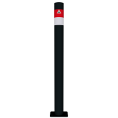 Barrier post | Black - Line |  76 mm | stationary | to be fixed by plugs | with base plate 100 x 150 mm